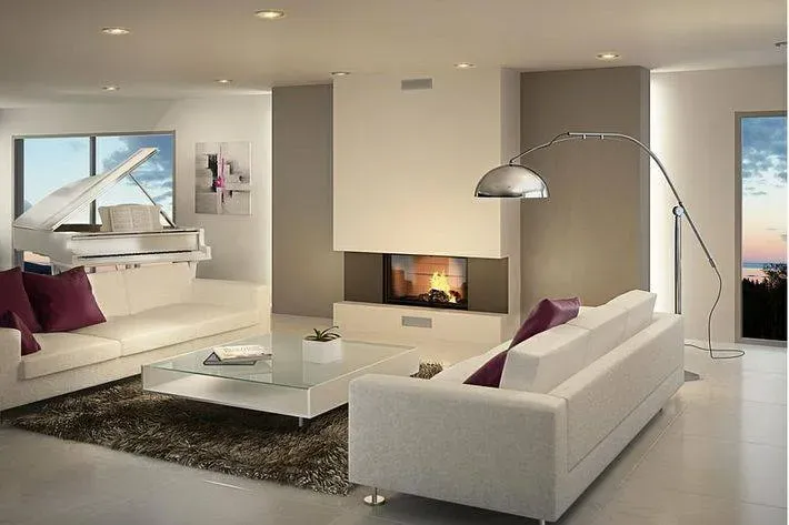 salon moderne avec cheminée